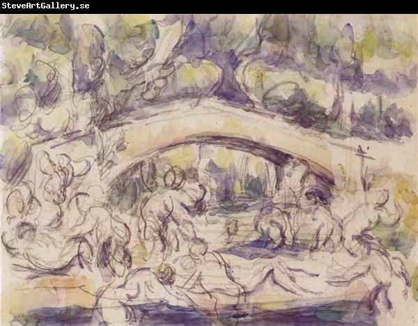 Paul Cezanne Bathers Beneath a Bridge